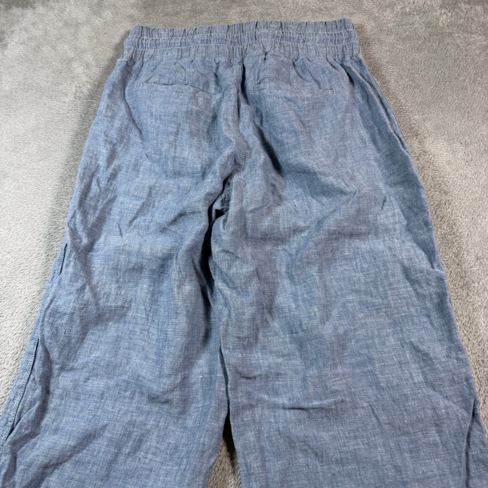 Athleta Cabo Linen Wide Leg Pants Womens 2 Blue Drawstring Pockets Travel Lounge - Picture 4 of 10